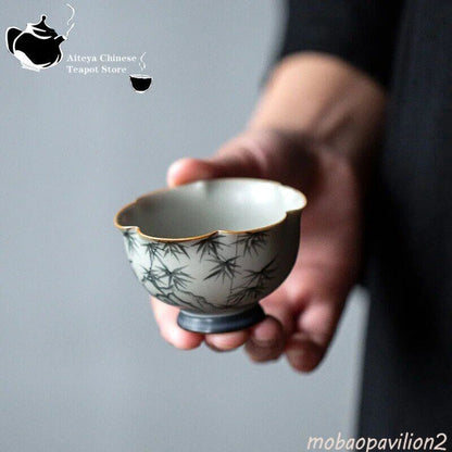 Hand-painted Bamboo Flower Mouth Tea Cup Chinese Style Cup Retro Style Home