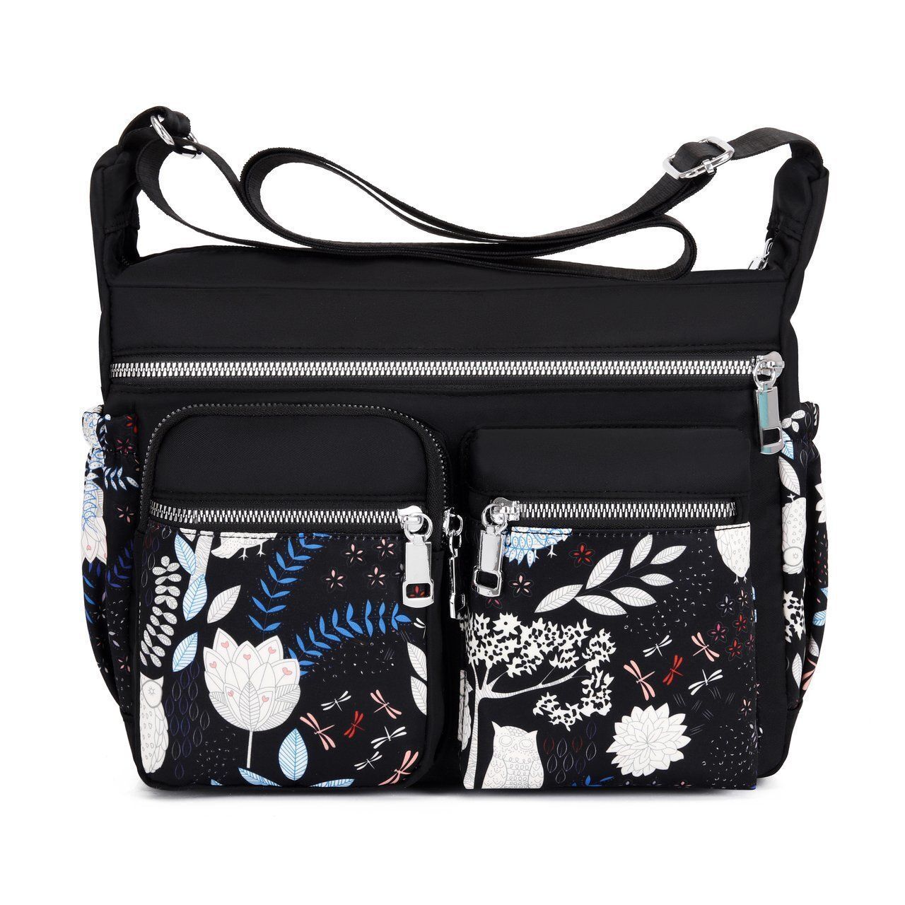 Crossbody Bag Waterproof Nylon Flower Shoulder Messenger Casual Ladies Handbag