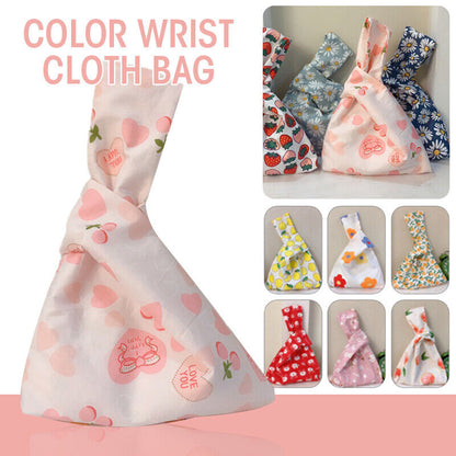 Ladies Knot Handbag Japanese Style Portable Knot Wrist Bag Phone Key Pouch