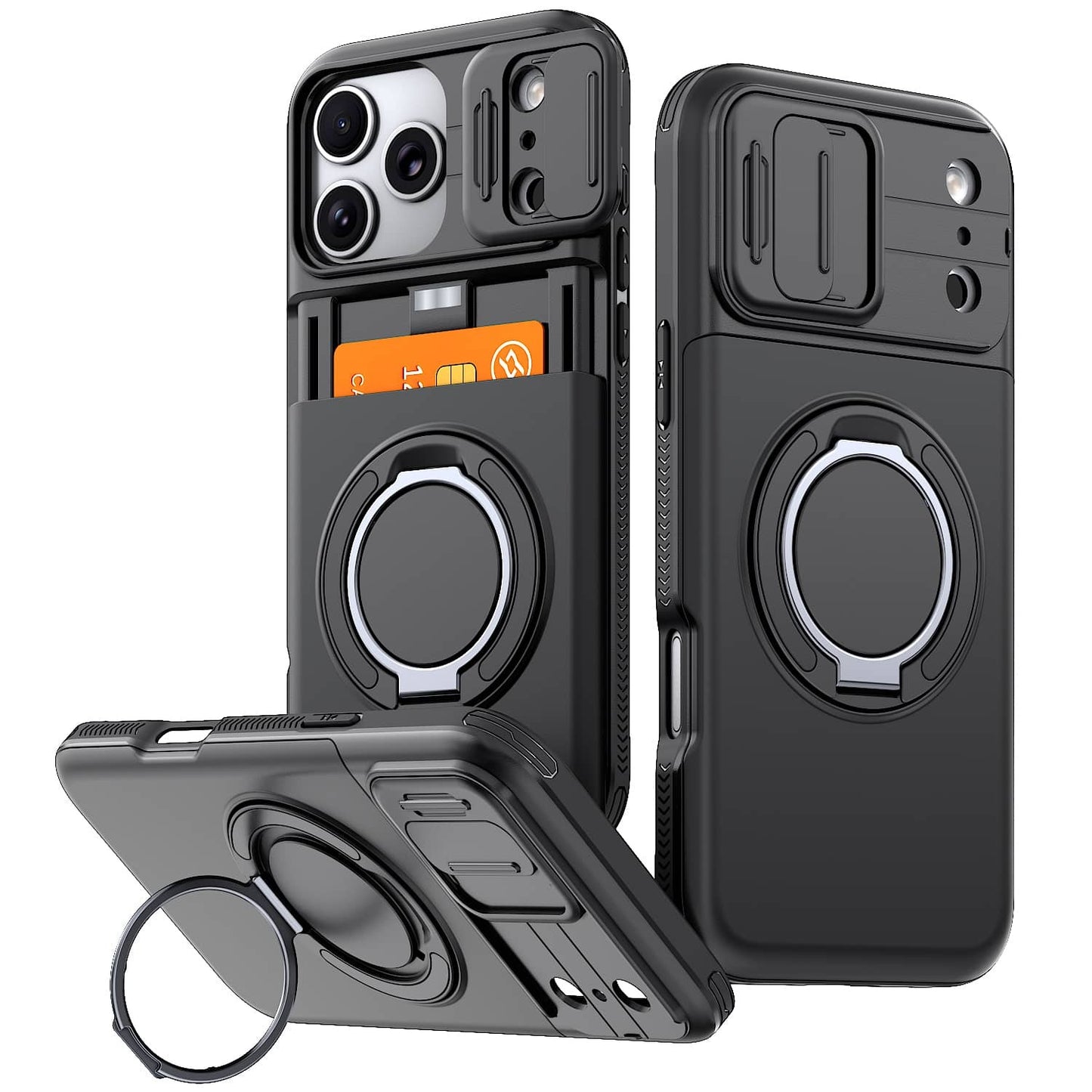 For iPhone 17 16 15 14 13 12 Pro Max 11 Case Wallet Card Holder Kickstand Rugged