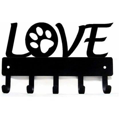 Love with Dog Paw Wall Mounted Hook Up Key Rack Hanger Metal Artwork Shape