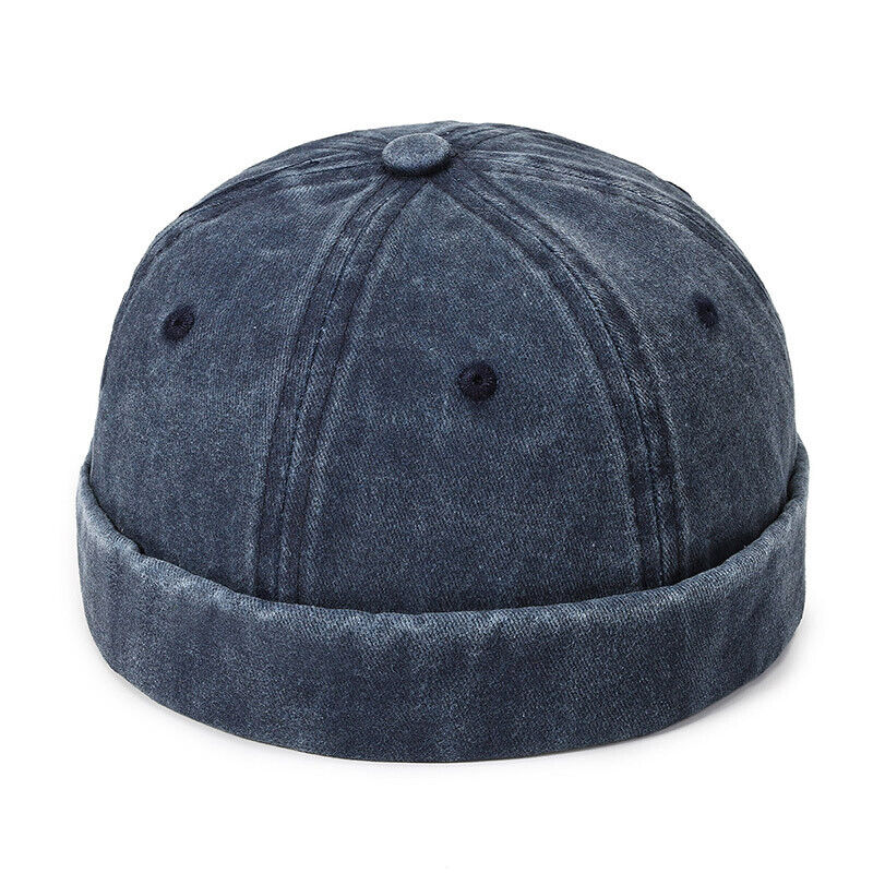 Men's Retro Brimless Hat Skull cap Sailor Cap Beanie Rolled Cuff Adjustable*