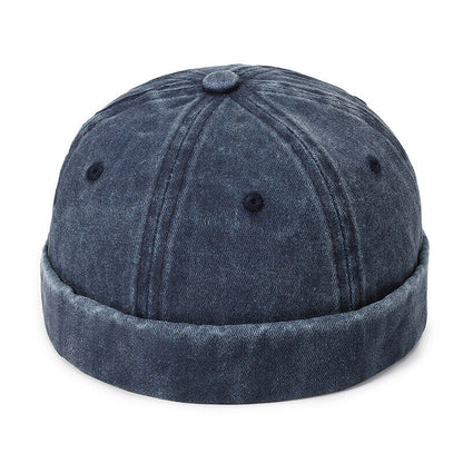 Men's Retro Brimless Hat Skull cap Sailor Cap Beanie Rolled Cuff Adjustable*