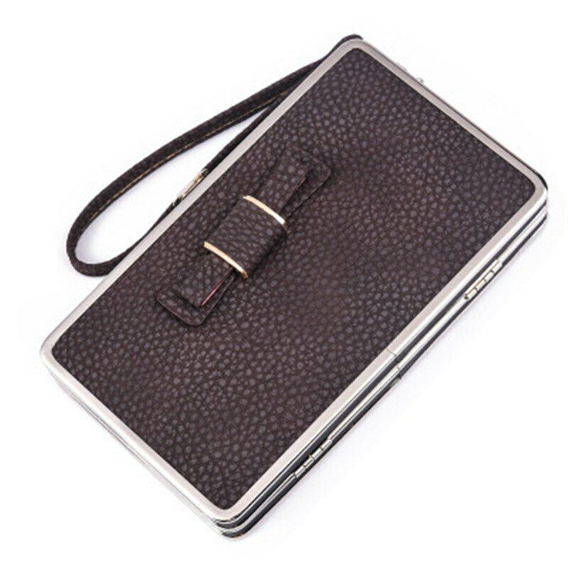 Women's PU Leather Wallet the Long Money Clamps Bag Clip Billfold Card Purse