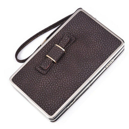 Women's PU Leather Wallet the Long Money Clamps Bag Clip Billfold Card Purse