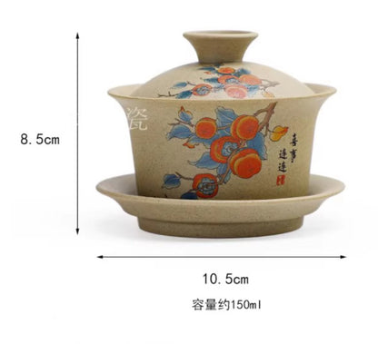 150ml Coarse Pottery Covered Bowl Tea Making Bowl Kung Fu Sancai Tea Maker