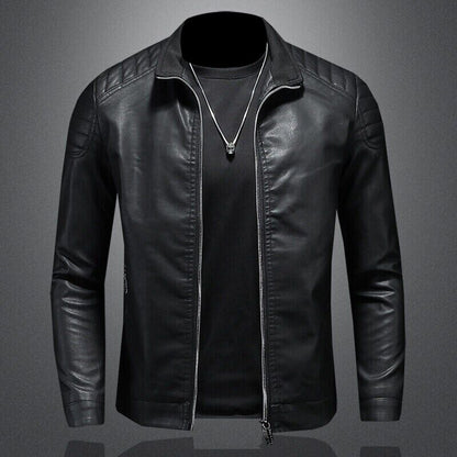 Pu Jacket Men Jacket Male Stand Collar Windbreaker Mens Clothing Black Blue