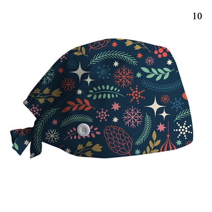 Printed Surgical Cap Adjustable Nurse Cap Baotou Cap Surgical Cap Christmas Hat