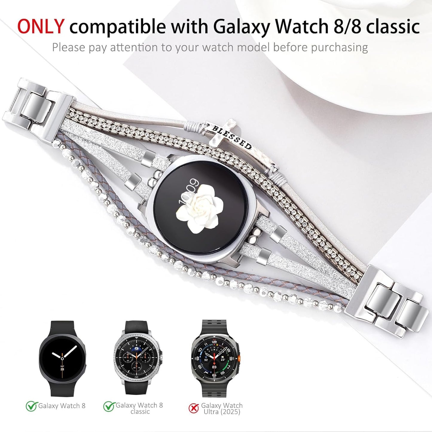 Boho Leather Bracelet for Samsung Galaxy Watch 8/7/6/5/4 Band 40 44Mm Women, 20M
