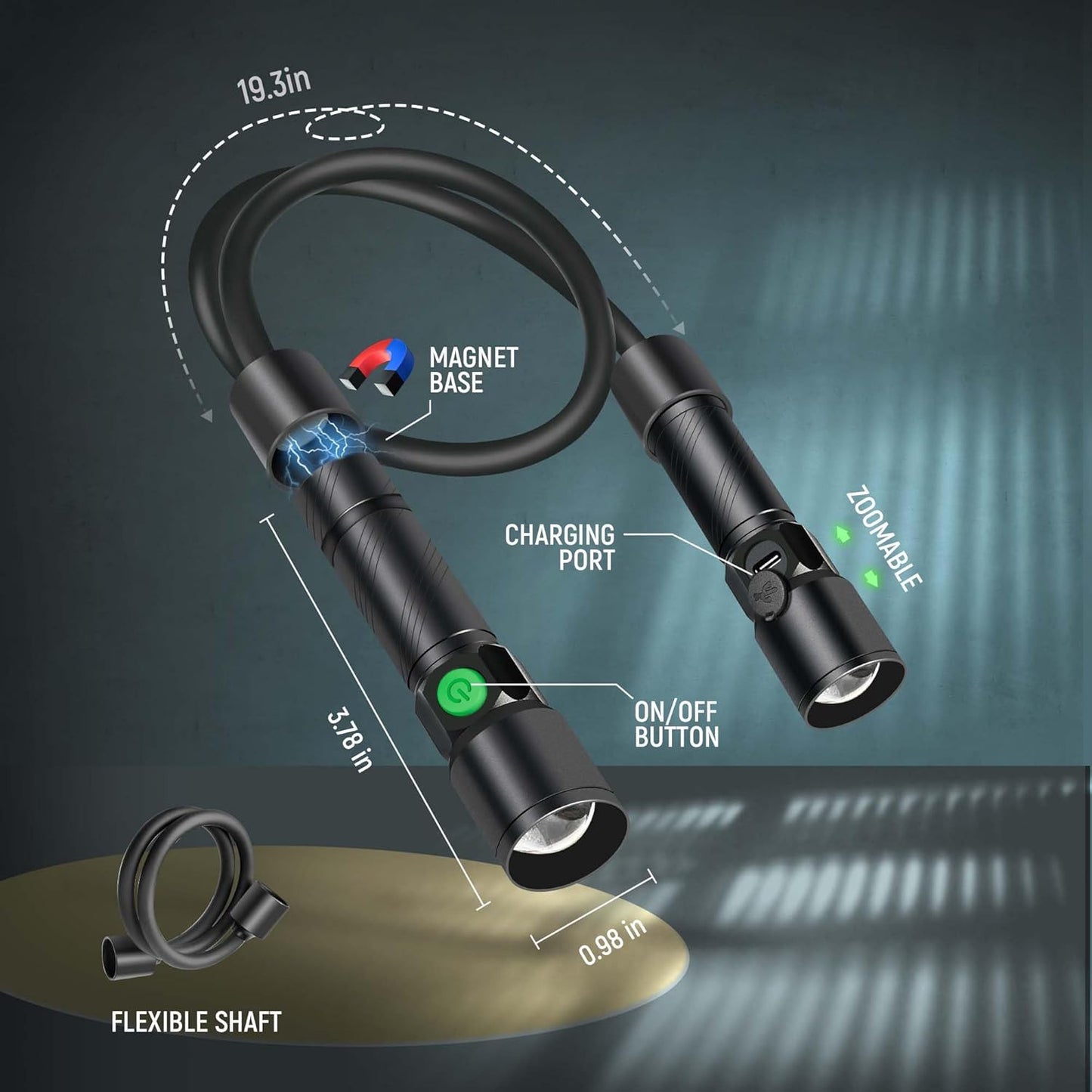 LED Neck Light, 2Pack 1800Lumens Rechargeable Neck Flashlight with Magnetic Base
