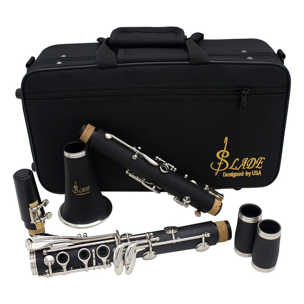 17 Key Bb B Flat Clarinet Bakelite Woodwind Instrument with Case Reeds Cleaning