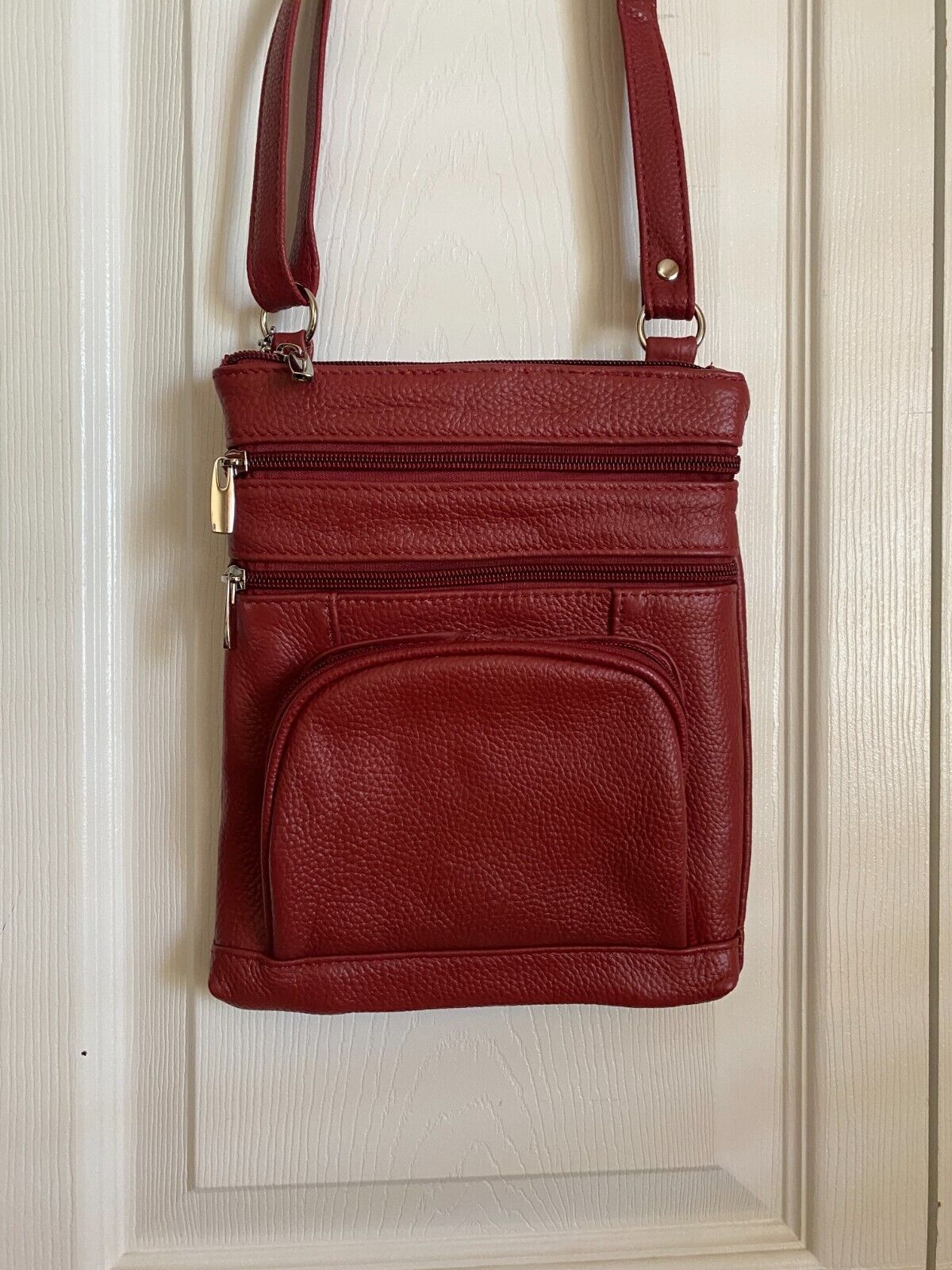 14 COLORS - Roma Leathers 6 Compartment 100% CROSSBODY LEATHER BAG 9.5" X 7.5"