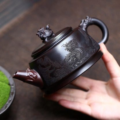 Original Ore Real Yixing Zisha Clay Tea Pot Hand Carved Chinese Master Pot China