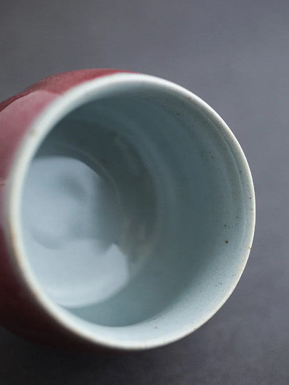 Ceramic Tea Cup Set of 2 Red Chinese Kung Fu Tea Cups