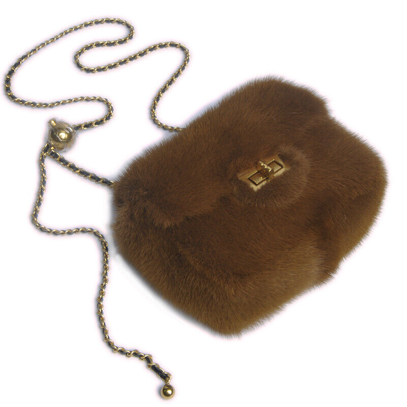 Womens Fashion Genuine Leather Crossbody Bag Real Mink Fur Evening Party Bag