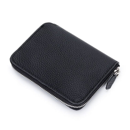 Genuine Leather Short Wallet Card Holders Small Coin Purse Zipper Slim Money Bag