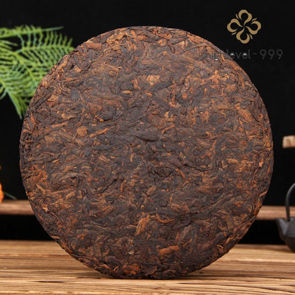 357g Ripe Pu'er Tea Cake Dry Stored Yunnan Menghai Aged Rich Compressed Tea