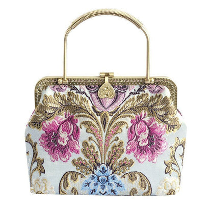 Vintage Flowers Lock Shell Bags Handmade Chain Shoulder Crossbody Purse Handbags