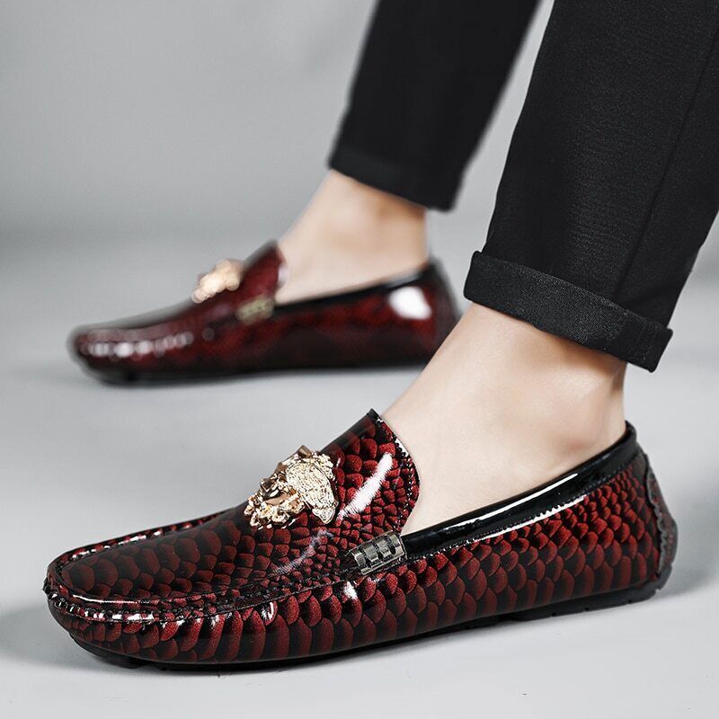 Men's Leather Shoes Loafers Red Flat Shoes Women's Shoes Men's Shoes