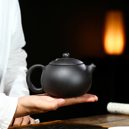 China Yixing Zisha Pottery Black Clay Handmade 450cc Plum Blossom Teapot