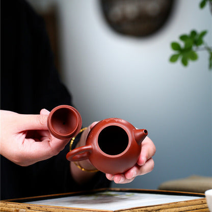 110ml Yixing Zisha Dahongpao Clay Tea Pot Floral Carved Dragon Egg Shape Marked