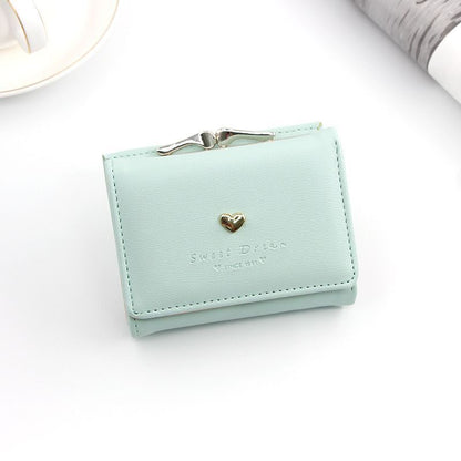 Small Wallet Loving Heart Short Wallet Card Holder Coin Purse Clutch Bags Hasp