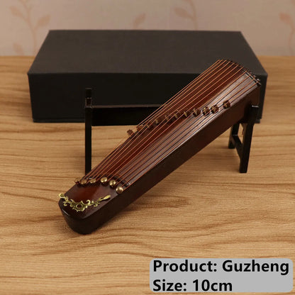 Miniature Guzheng Model Mini Musical Instrument Desktop Ornaments Chinese Gifts