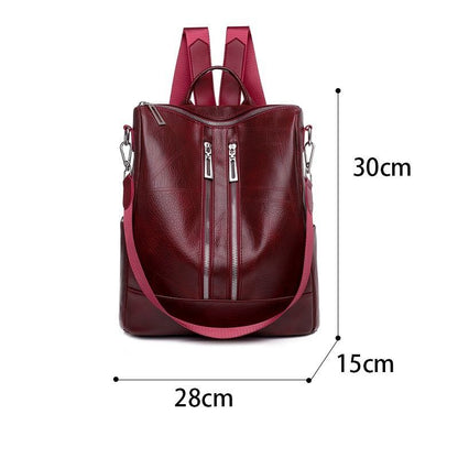 White Backpack Women Leather Travel Rucksack Shoulder Book Bag Waterproof Nylon