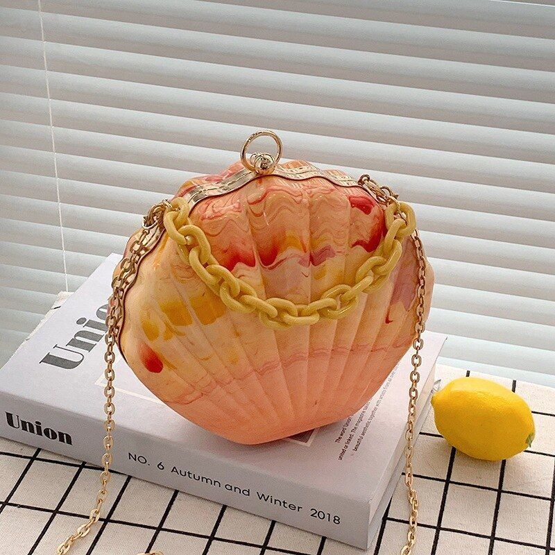 Chain Shell Bag Portable Small Bag Printed Shoulder Messenger Bag 20*6*17 CM 1PC