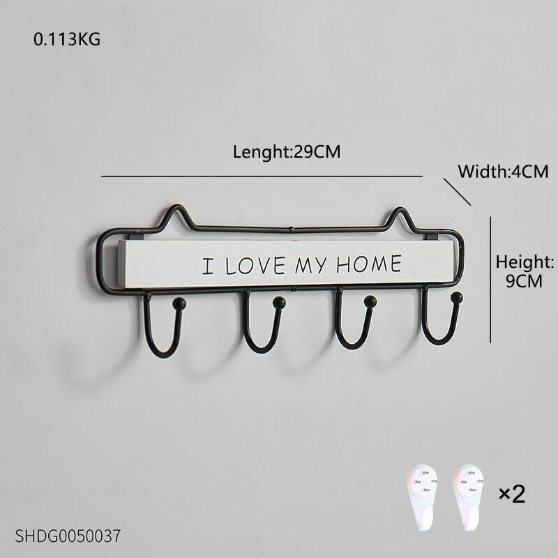 Key Holder Hanger Wall Hanging Wood Wall Organizer Rectangle House Shape Rack