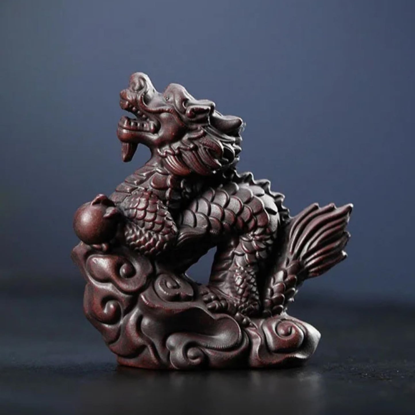 Purple Clay Lucky Cloud Zodiac Dragon Tea Pet 6.9cm Tea Tray Decor Tea Play