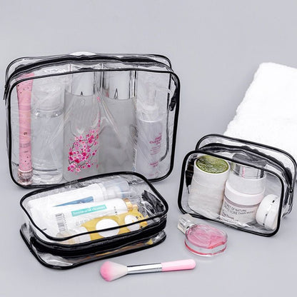 Cosmetic Bags Transparent Zipper Black Makeup Case Organizer Traveling Toiletry