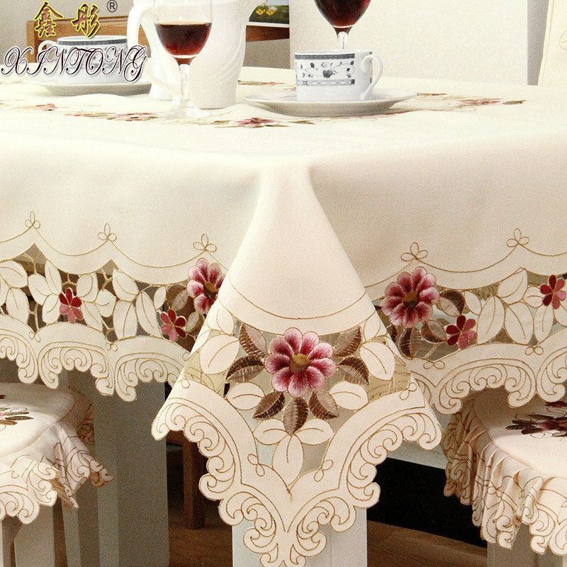 European Rustic Embroidered Tablecloth Rectangle Square Table Cover Home Decor