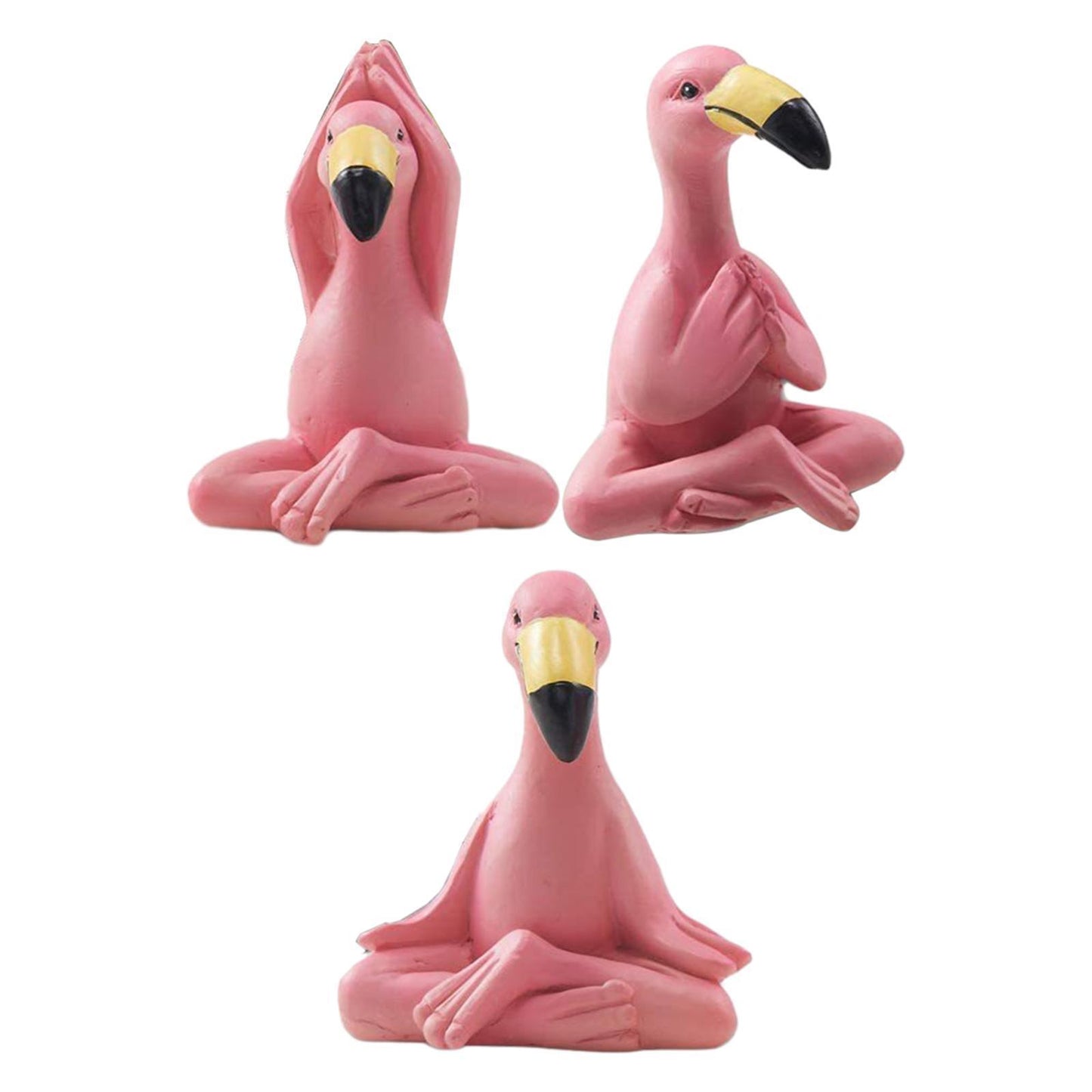 3 Pieces Yoga Flamingo Statue Ornament for Restaurant Bookshelf Dining Room