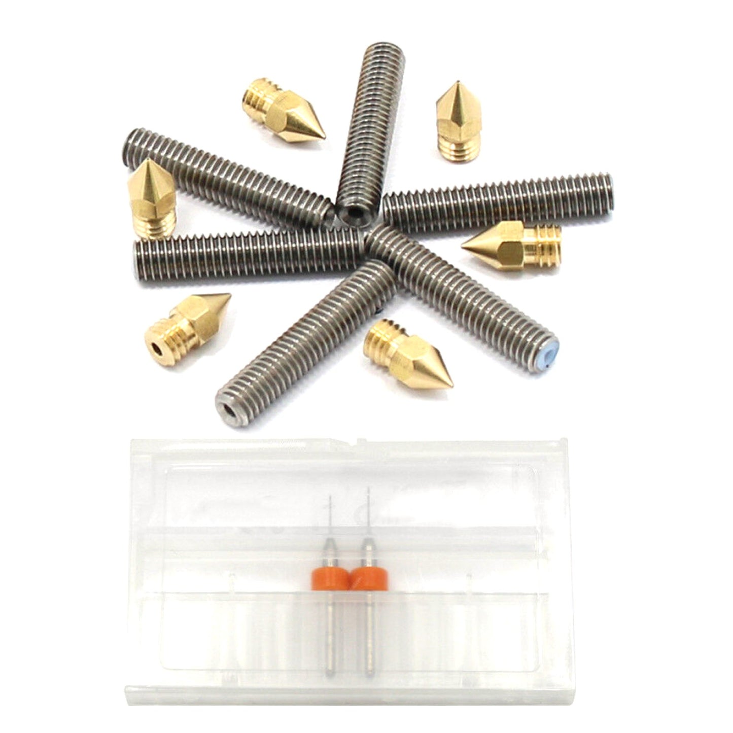 3D Printer Extruder Brass Head Nozzle+M6 Throat Tube + Drills Accessory Parts C