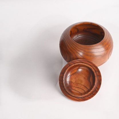 Wooden Tea Caddy 15×9cm Sealed Vintage Storage Jar Handmade Wood Craft