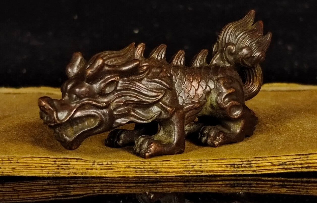 China bronze dragon son Figure statue collectable table decoration tea pet