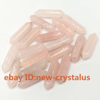 10pc Natural Rose Quartz Double Point Obelisk pendant Crystal Wand reiki Healing