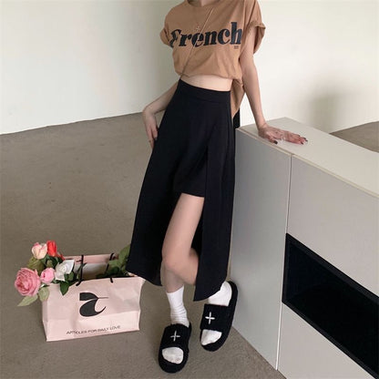 Women's Skirt High Waist Slimming Suit Summer New Irregular Mid-Length Skirt