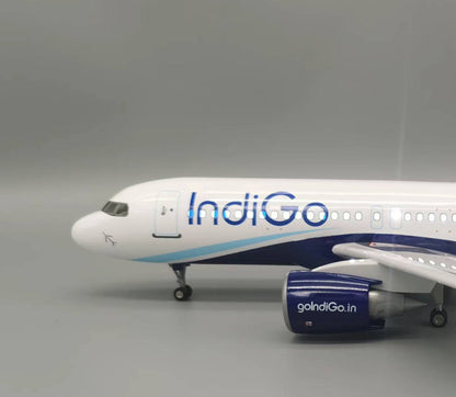 47CM Indigo AIRBUS A320neo Plane Led Sound-controll Light Resin Aircraft Model