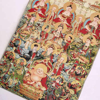 36"in Tibet Tibetan Cloth Silk Buddhism 10000 Buddha Picture Tangka Thangka