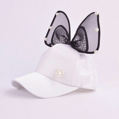 Baby Hats Spring Summer Girl Baseball Caps Glitter Rabbit Ear Pearl Sun Children