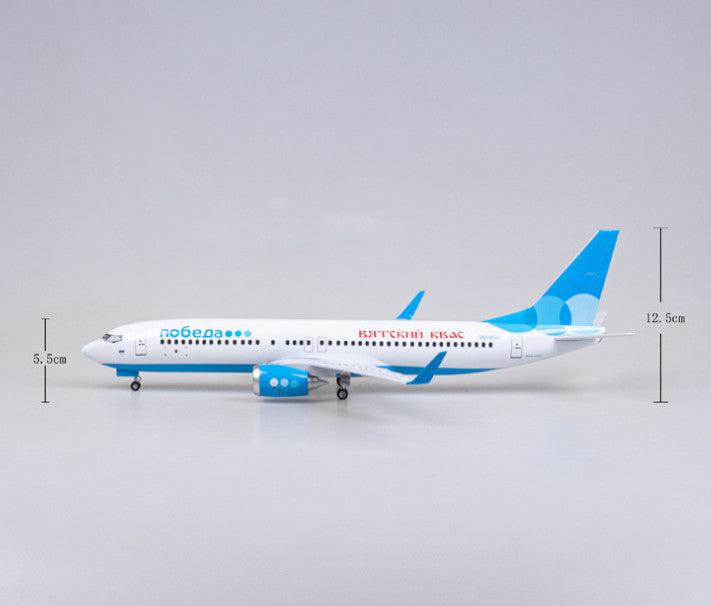 1:85 47CM Pobeda BOEING 737 MAX Passenger Airplane Landing gear Resin Model