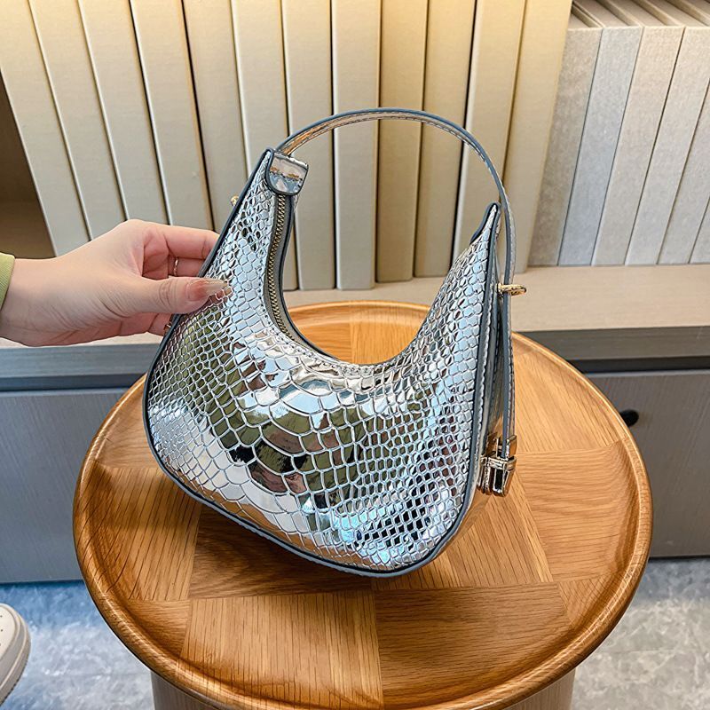 Versatile Bags Luxury Stone Design Handbag Shoulder Underarm Half Moon Purse 1PC