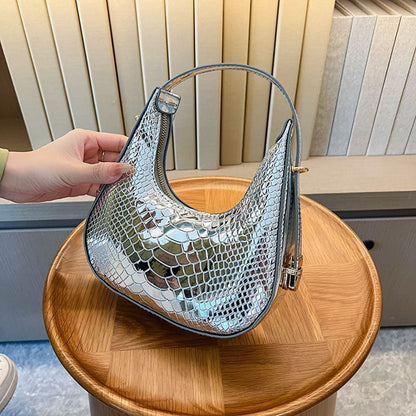 Versatile Bags Luxury Stone Design Handbag Shoulder Underarm Half Moon Purse 1PC