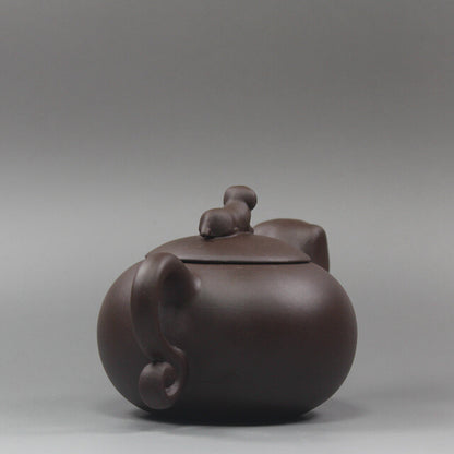5.2”Chinese Yixing Zisha Pottery Purple Clay Handmade Zodiac Animal Dog Teapot