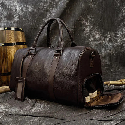 Men Women Travel Bag Cow Leather Carry On Luggage Bag Travel Shoulder Bag