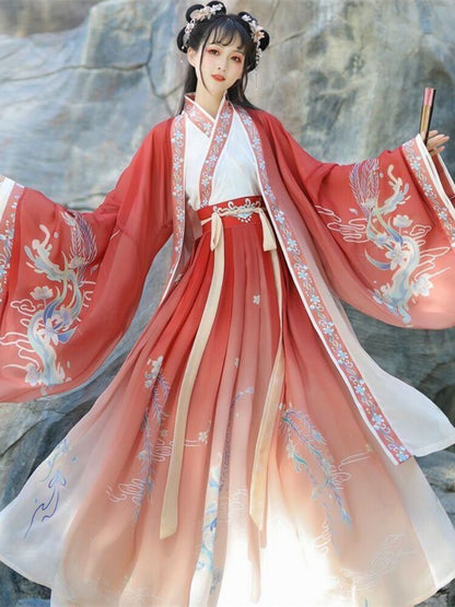 中国汉服加大码女式古代传统印花汉服仙女角色扮演-