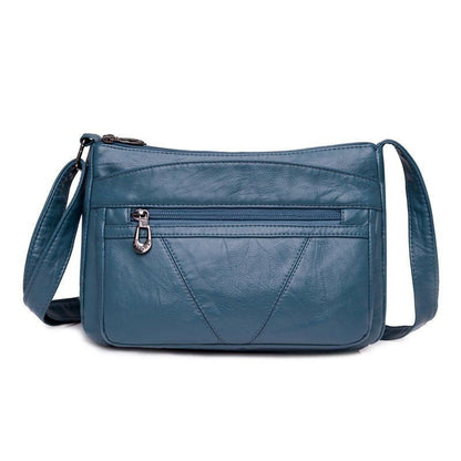 Vintage Handbag Purse Synthetic Leather Shoulder Bag Pockets Crossbody Bags Blue