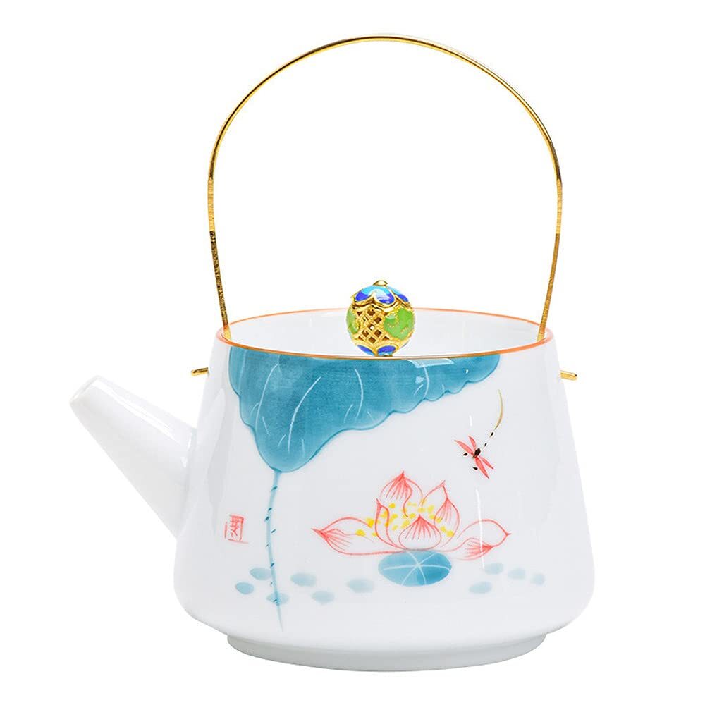 220ml Hand Painted Lotus Ceramic Teapot Household Kettle Kung Fu Tea Set Tea